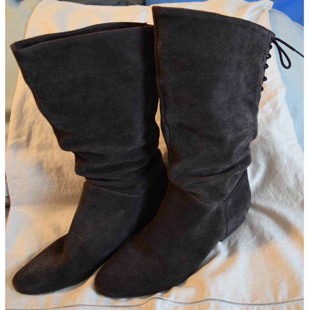 Slouchy Boho Mid Calf Brown Boot Corset Lace Up Soft Academia Indie Coquette 7